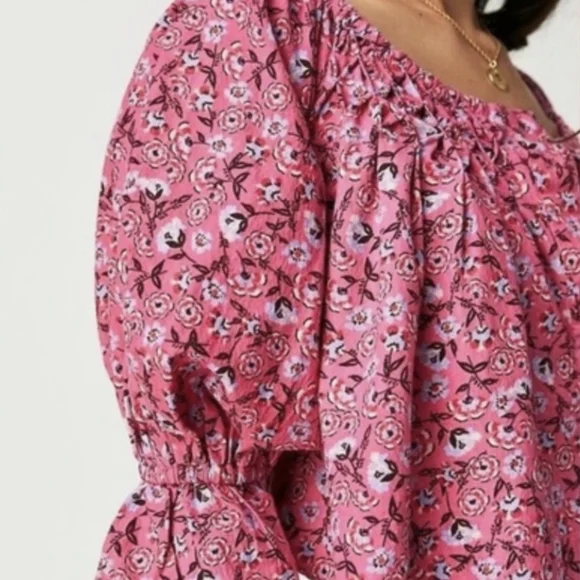 NWOT Free People James Smocked Pink Floral Top, Size Small - Picture 3 of 12